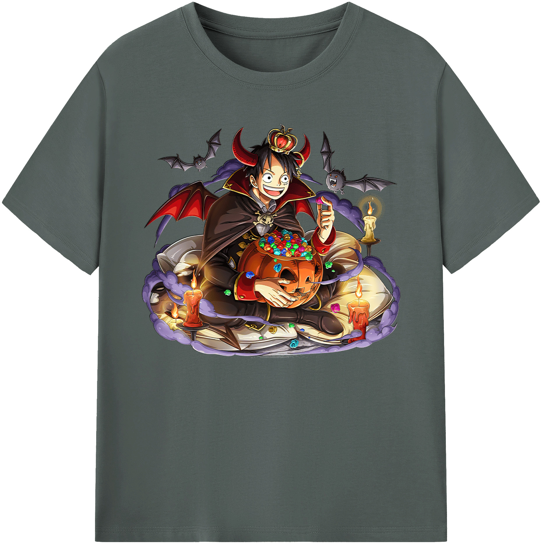 （画像用） ワンピース モンキー・D・ルフィ ONE PIECE Monkey D. Luffy 綿100％ メンズ半袖Tシャツ｜肌触りやわらか＆通気性